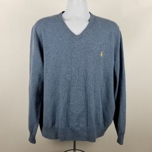 Ralph Lauren: Polo Pale Blue V-Neck Sweater XL